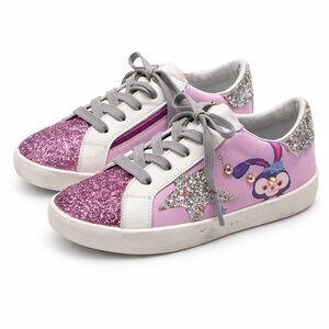Glittery Pink and Silver Kids Shoes